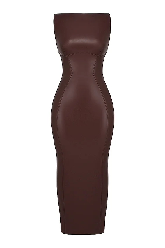 Sahara Cocoa Vegan Leather Maxi Dress Sahara Cocoa Vegan Leather Maxi Dress