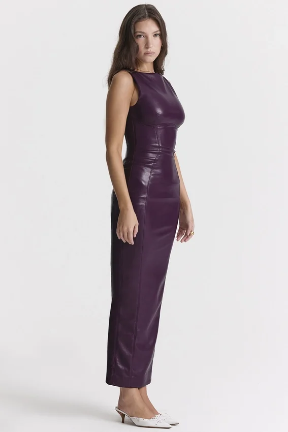 Sahara Merlot Vegan Leather Maxi Dress Sahara Merlot Vegan Leather Maxi Dress