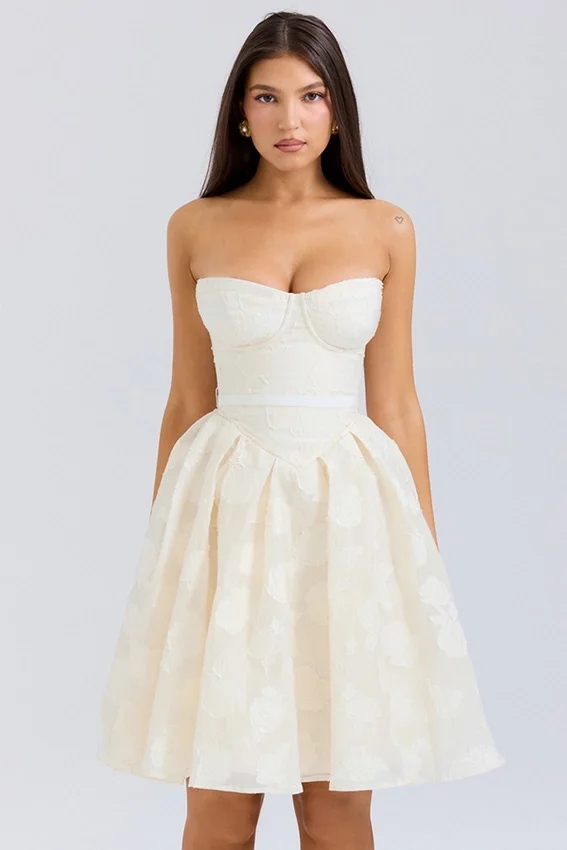 Saige Vintage Cream Floral Strapless Mini Dress Saige Vintage Cream Floral Strapless Mini Dress