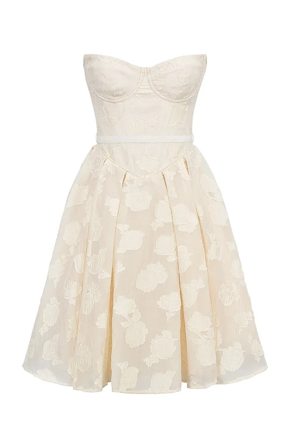 Saige Vintage Cream Floral Strapless Mini Dress Saige Vintage Cream Floral Strapless Mini Dress