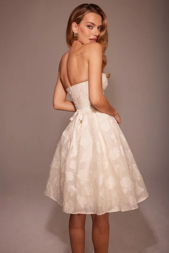 Saige Vintage Cream Floral Strapless Mini Dress Saige Vintage Cream Floral Strapless Mini Dress