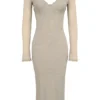 Saisha Beige Mesh Long Sleeve Bodycon Midi Dress Saisha Beige Mesh Long Sleeve Bodycon Midi Dress