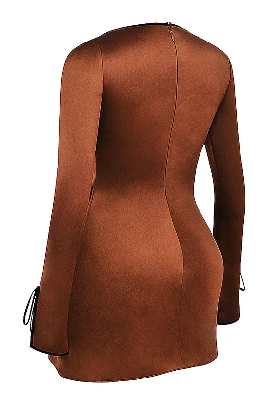 Sakina Copper Satin Mini Dress Sakina Copper Satin Mini Dress