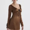 Sakina Copper Satin Mini Dress Sakina Copper Satin Mini Dress