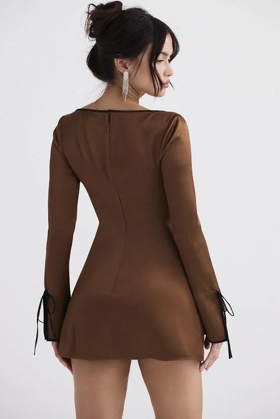 Sakina Copper Satin Mini Dress Sakina Copper Satin Mini Dress