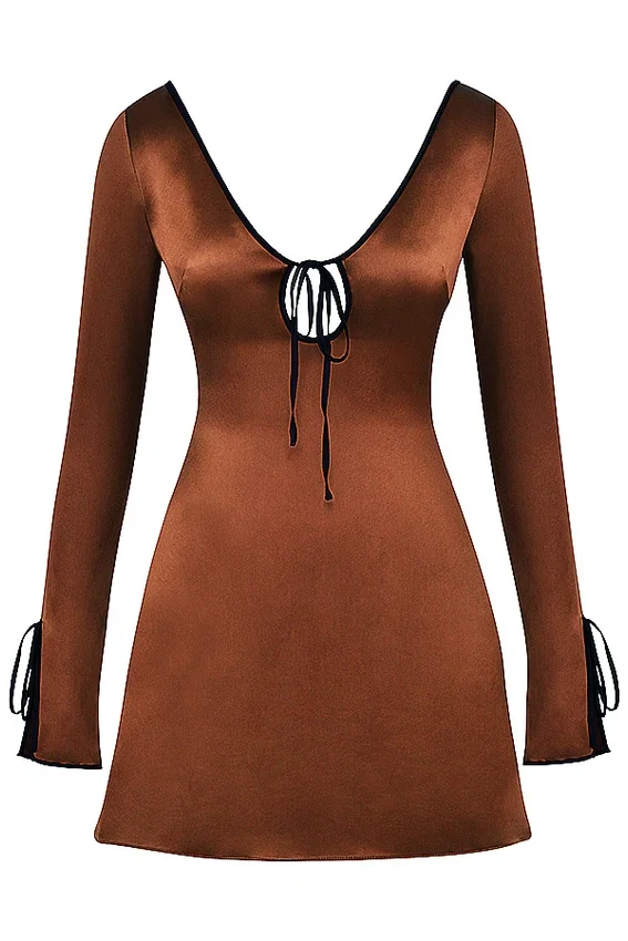 Sakina Copper Satin Mini Dress Sakina Copper Satin Mini Dress