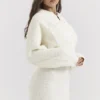 Salilah Cream Chenille Blend Bomber Jacket
