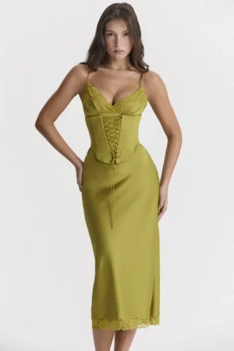 Salma Chartreuse Satin Slip Dress