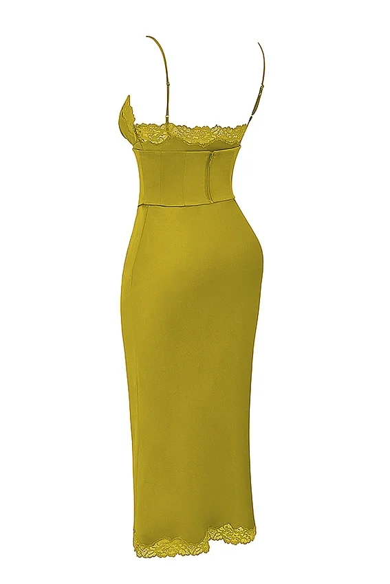 Salma Chartreuse Satin Slip Dress Salma Chartreuse Satin Slip Dress