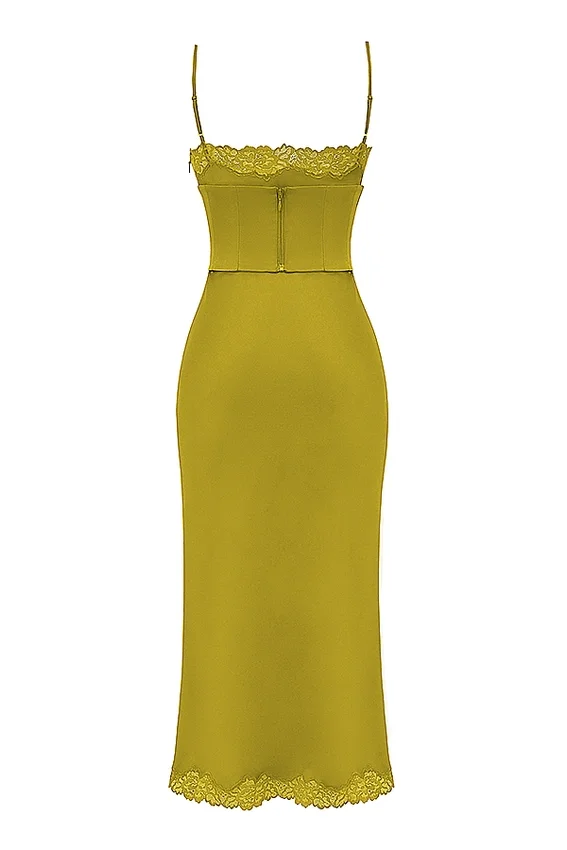 Salma Chartreuse Satin Slip Dress Salma Chartreuse Satin Slip Dress