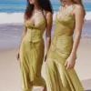 Salma Chartreuse Satin Slip Dress Salma Chartreuse Satin Slip Dress