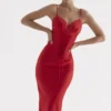 Salma Red Rose Satin Slip Dress Salma Red Rose Satin Slip Dress