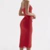 Salma Red Rose Satin Slip Dress Salma Red Rose Satin Slip Dress