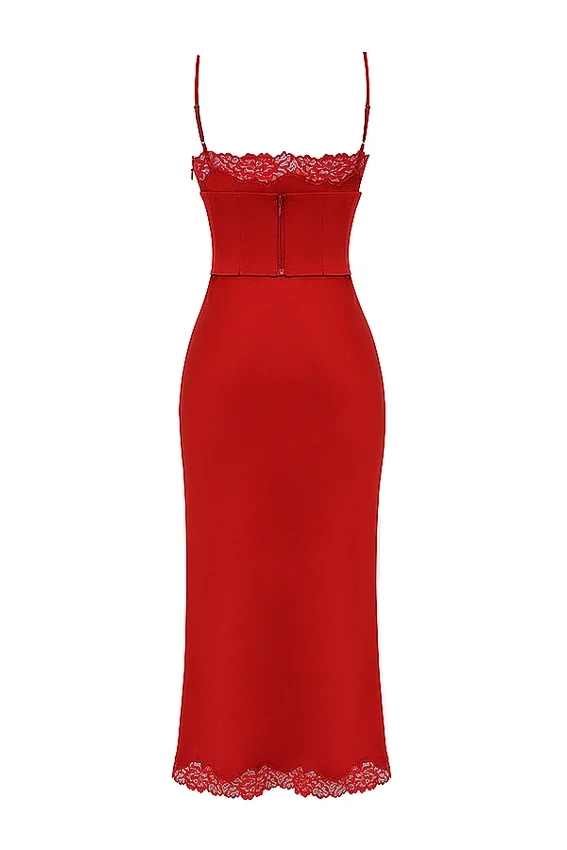 Salma Red Rose Satin Slip Dress Salma Red Rose Satin Slip Dress