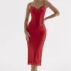 Salma Red Rose Satin Slip Dress Salma Red Rose Satin Slip Dress