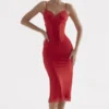 Salma Red Rose Satin Slip Dress Salma Red Rose Satin Slip Dress