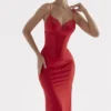 Salma Red Rose Satin Slip Dress Salma Red Rose Satin Slip Dress