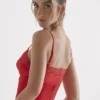 Salma Red Rose Satin Slip Dress Salma Red Rose Satin Slip Dress