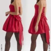 Salome Holly Red Satin Detachable Bow Mini Dress Salome Holly Red Satin Detachable Bow Mini Dress