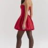 Salome Holly Red Satin Detachable Bow Mini Dress Salome Holly Red Satin Detachable Bow Mini Dress