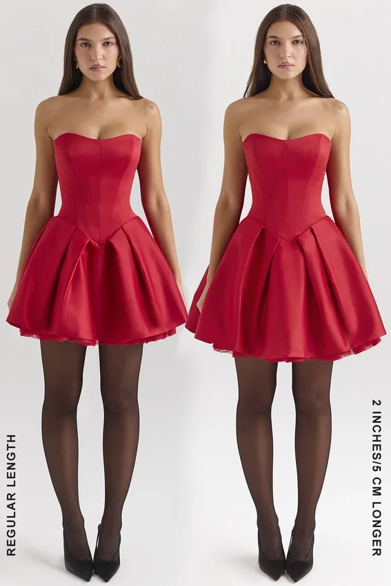 Salome Holly Red Satin Detachable Bow Mini Dress Salome Holly Red Satin Detachable Bow Mini Dress