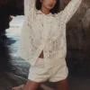 Samah White Cotton Broderie Anglaise Shirt