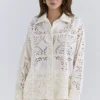 Samah White Cotton Broderie Anglaise Shirt