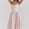 Samaria Ballerina Pink Twill Corset Midi Dress Samaria Ballerina Pink Twill Corset Midi Dress