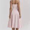 Samaria Ballerina Pink Twill Corset Midi Dress Samaria Ballerina Pink Twill Corset Midi Dress