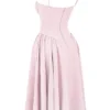 Samaria Ballerina Pink Twill Corset Midi Dress Samaria Ballerina Pink Twill Corset Midi Dress