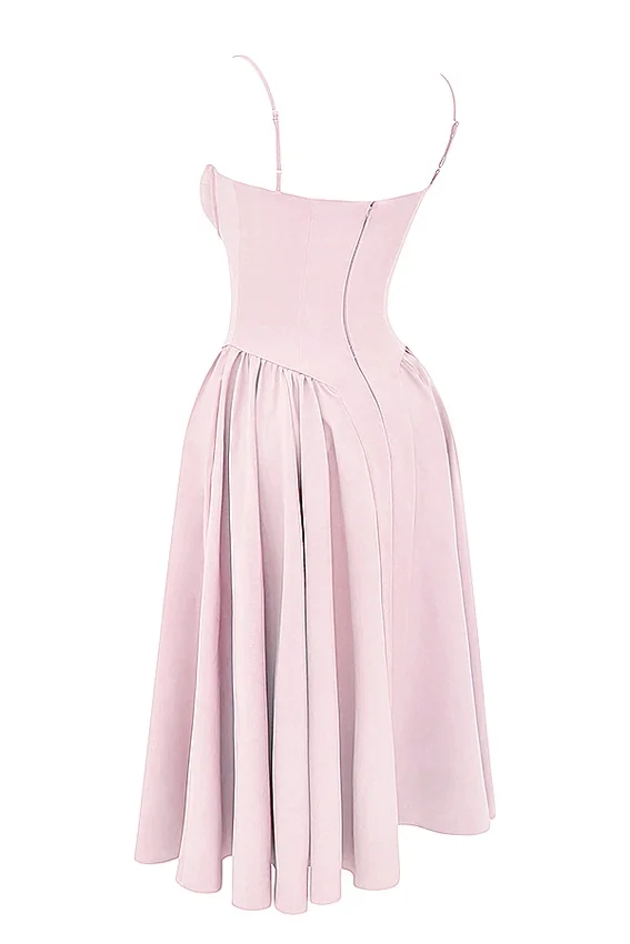 Samaria Ballerina Pink Twill Corset Midi Dress Samaria Ballerina Pink Twill Corset Midi Dress