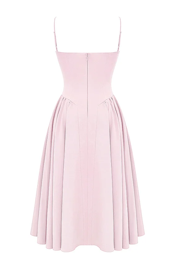 Samaria Ballerina Pink Twill Corset Midi Dress Samaria Ballerina Pink Twill Corset Midi Dress