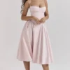 Samaria Ballerina Pink Twill Corset Midi Dress Samaria Ballerina Pink Twill Corset Midi Dress