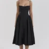 Samaria Black Corset Midi Dress