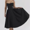 Samaria Black Corset Midi Dress