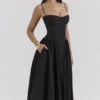 Samaria Black Corset Midi Dress
