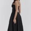 Samaria Black Corset Midi Dress