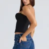 Samaria Black Stretch Twill Cupped Corset Top