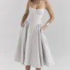 Samaria Dove Grey Corset Midi Dress