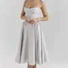 Samaria Dove Grey Corset Midi Dress