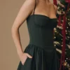 Samaria Emerald Green Corset Midi Dress