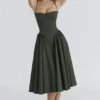 Samaria Emerald Green Corset Midi Dress