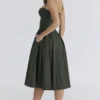 Samaria Emerald Green Corset Midi Dress
