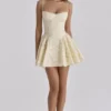 Samaria Lemon Floral Print Cotton Corset Mini Dress Samaria Lemon Floral Print Cotton Corset Mini Dress