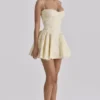Samaria Lemon Floral Print Cotton Corset Mini Dress Samaria Lemon Floral Print Cotton Corset Mini Dress