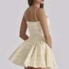 Samaria Lemon Floral Print Cotton Corset Mini Dress Samaria Lemon Floral Print Cotton Corset Mini Dress