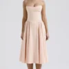 Samaria Peach Parfait Twill Corset Midi Dress Samaria Peach Parfait Twill Corset Midi Dress