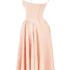 Samaria Peach Parfait Twill Corset Midi Dress Samaria Peach Parfait Twill Corset Midi Dress