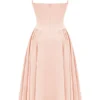 Samaria Peach Parfait Twill Corset Midi Dress Samaria Peach Parfait Twill Corset Midi Dress