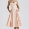 Samaria Peach Parfait Twill Corset Midi Dress Samaria Peach Parfait Twill Corset Midi Dress
